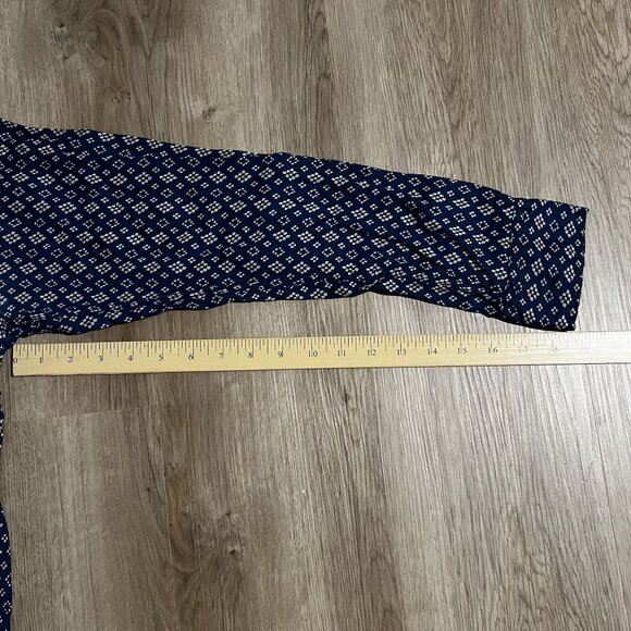 Pudu By Andy Piers Mens Navy & White Geometric Long-Sleeve Button-Up Shirt - Picture 7 of 9